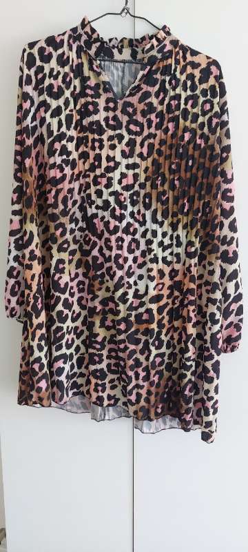 Leopard tunika gul/sort/pink