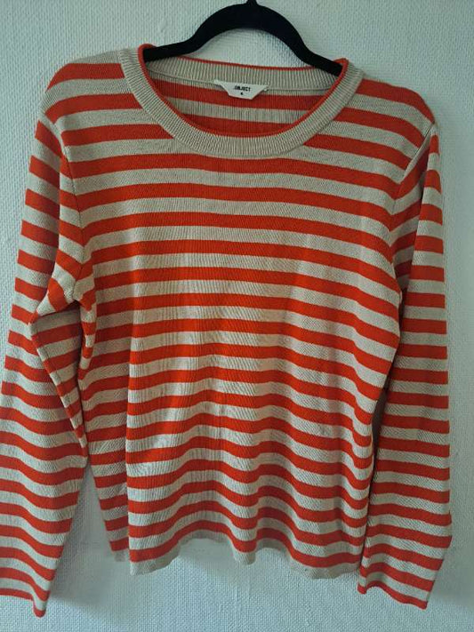 Object orangestribet bluse