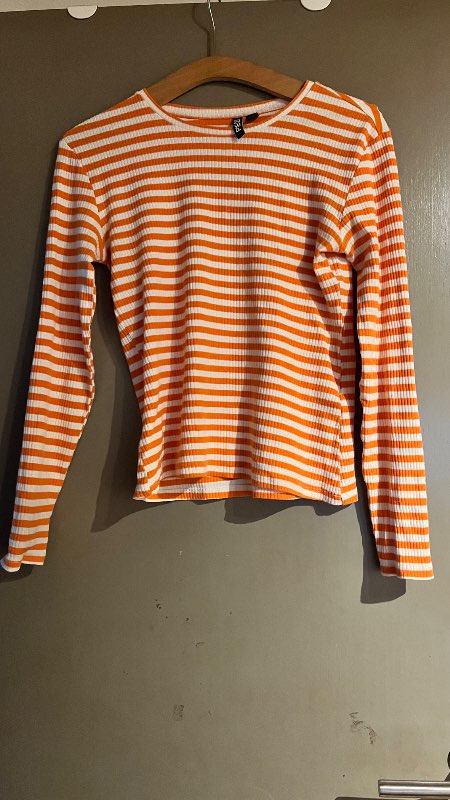 PIECES  orange stribet bluse